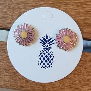 Prep Obsessed Enamel Daisy Stud Earrings